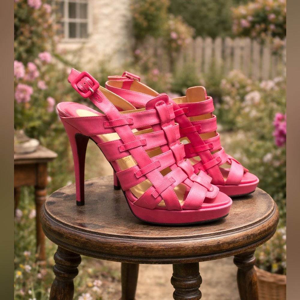 Christian Louboutin Pink Satin Paquita Sandal Heels